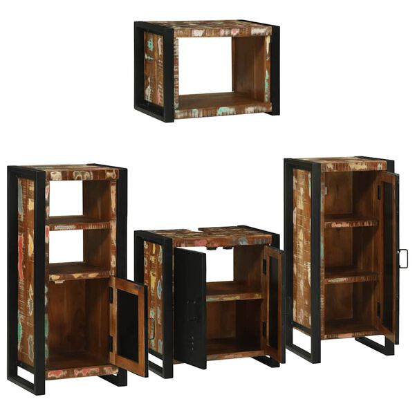vidaXL Bathroom Furniture Set 4 pcs Multicolour Solid Reclaimed Wood