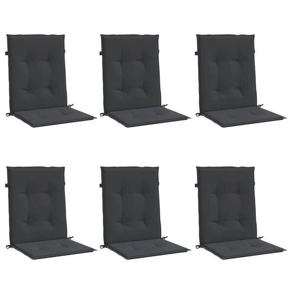 vidaXL Lowback Chair Cushion Set of 6 Black Oxford fabric (100% polyester)
