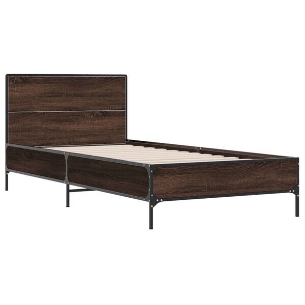 vidaXL Bed Frame without Mattress Brown Oak 100 x 78.7 "
