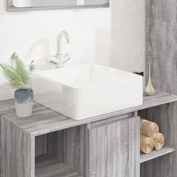 vidaXL Wash Basin White 14.6"x14.6"x5.1" Ceramic Square