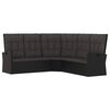 vidaXL Corner Sofa Black Poly Rattan, powder-coated steel, polyester fabric