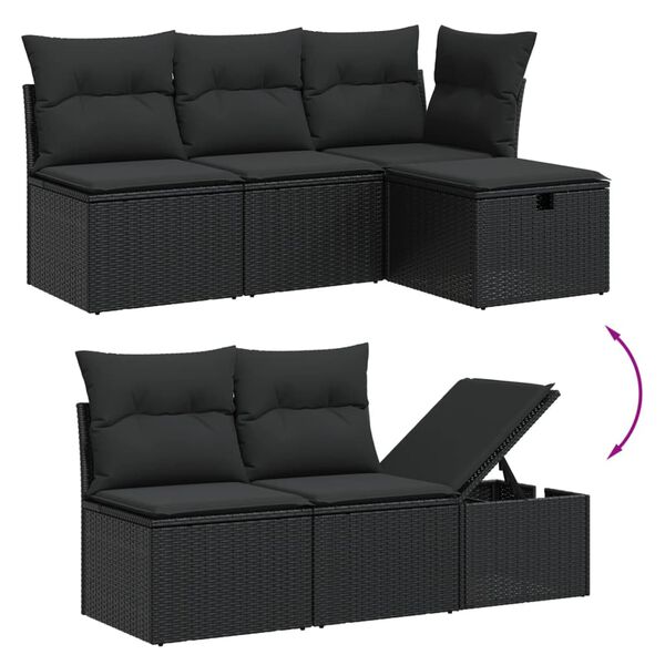 vidaXL Garden Sofa Set Black