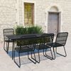 vidaXL Dining Set Black Poly rattan, powder-coated steel, glass Large