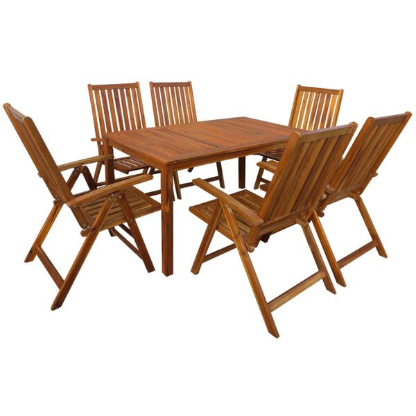 vidaXL Outdoor Dining Set Brown Solid Acacia Wood Medium Foldable