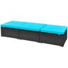 vidaXL Garden Sofa Black and Tropical Blue