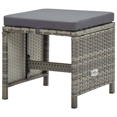 vidaXL Patio Stools with Cushions 2 pcs Poly Rattan Anthracite