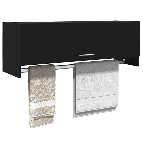 vidaXL Wardrobe Black Engineered wood Compact Organizers Wardrobe