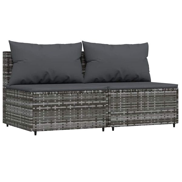 vidaXL Patio Middle Sofa Grey