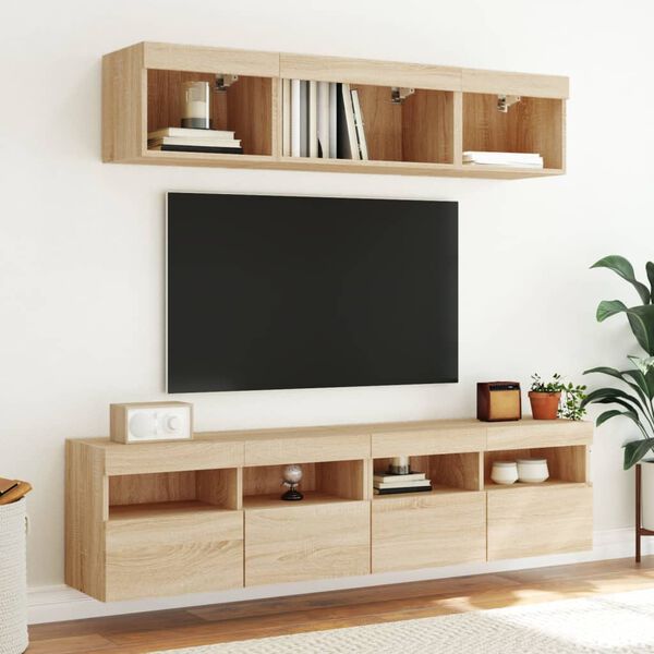 vidaXL 5 Piece TV Wall Units with LED Sonoma Oak Engineered Wood