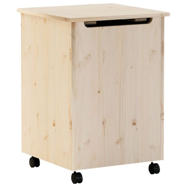 vidaXL Laundry Basket with Wheels "RANA" 17.7x17.7x25.2" Solid Wood Pine