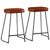 vidaXL Bar Stool Set of 2 Dark Brown Faux Leather Standard Industrial