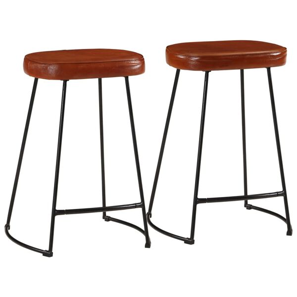 vidaXL Bar Stool Set of 2 Dark Brown Faux Leather Standard Industrial