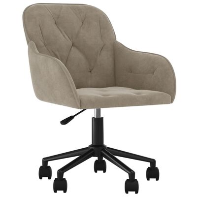 vidaXL Swivel Office Chair Light Gray Velvet