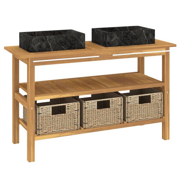 vidaXL Vanity Cabinet With Sink Black, Brown, Seagrass