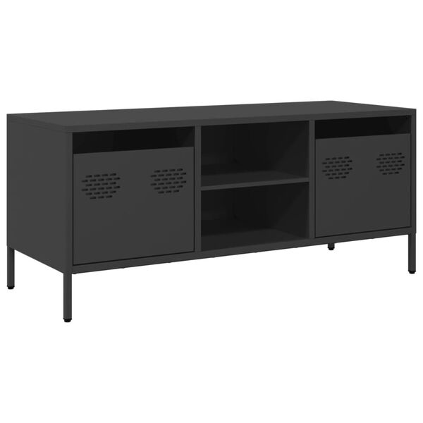 vidaXL TV Cabinet Black Cold-rolled steel 39.8 x 15.4 x 17.1 in