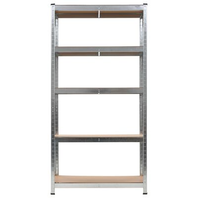 vidaXL 5-Layer Heavy-duty Shelves 2 pcs Silver Steel&Engineered Wood