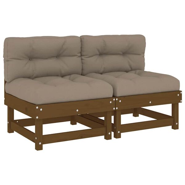 vidaXL Middle Sofa Honey brown, Taupe