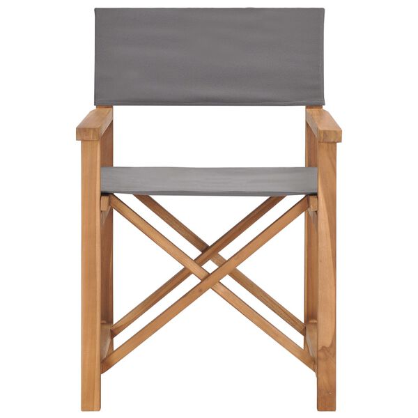 vidaXL Director's Chair Grey Fine sanded teak hardwood, fabric Medium
