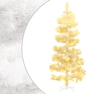 vidaXL Swirl Pre-lit Christmas Tree with Stand White 6 ft PVC