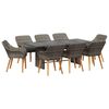 vidaXL Garden Dining Set with Cushion 9 pcs Gray poly rattan