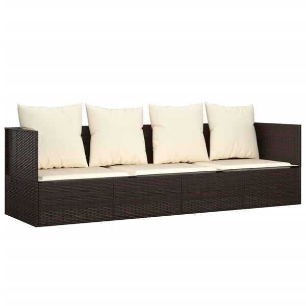 vidaXL Outdoor Lounge Bed Brown, Cream White