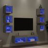 vidaXL 8 Piece TV Wall Units with LED Gray Sonoma Engineered Wood