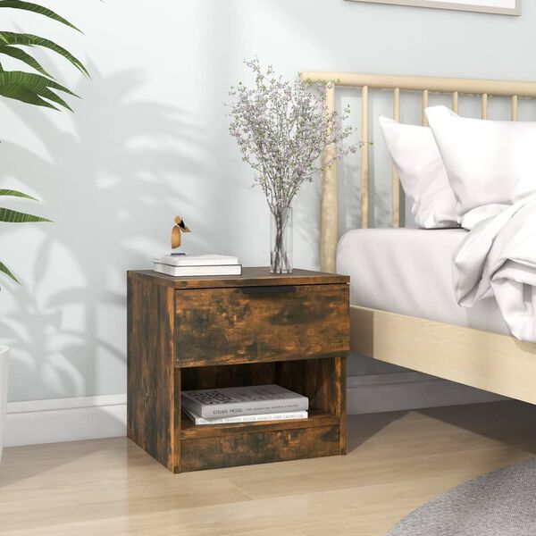 vidaXL Bedside Cabinet Smoked Oak Engineered Wood Regular