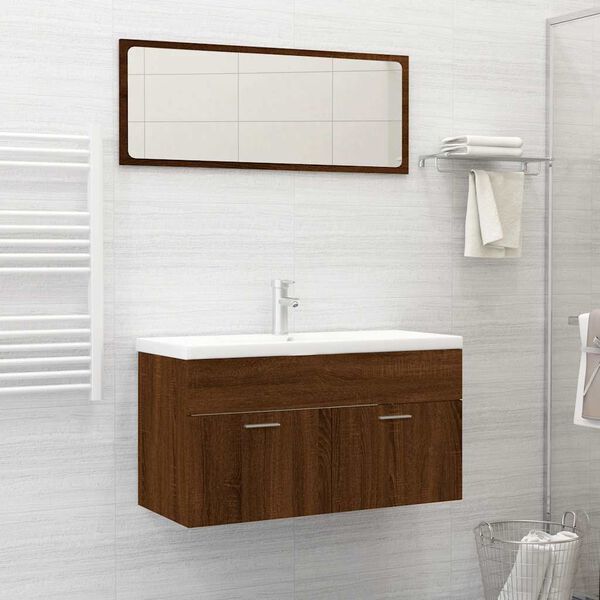 vidaXL Bathroom Furniture Set Brown Oak Engineered wood Large