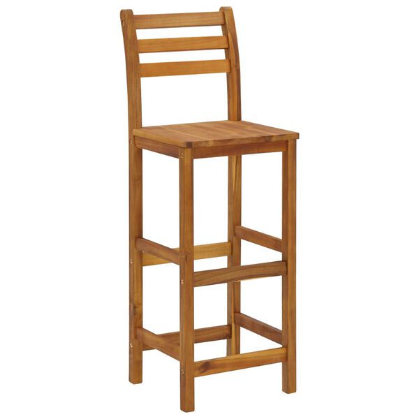 vidaXL Bar Stool Set of 6 Brown Solid Acacia wood Tall Footrest