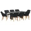 vidaXL Garden Dining Set with Cushion 9 pcs Black poly rattan