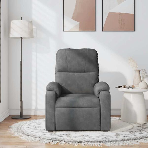 vidaXL Massage Recliner Chair Dark gray Microfiber fabric, metal, plywood