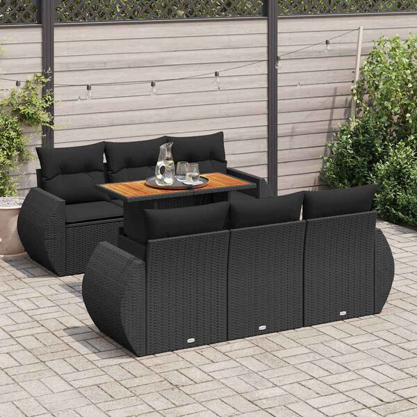 vidaXL Garden Sofa Set Black
