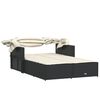 vidaXL Double Sun Lounger Black PE rattan Double-sized