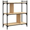vidaXL Bookcase Sonoma oak Engineered wood, metal 3-tier Adjustable Feet
