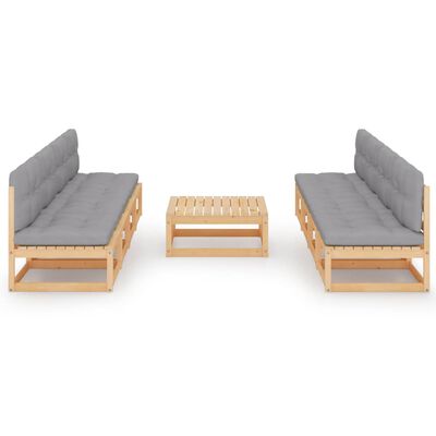 vidaXL 9 Piece Patio Lounge Set with Cushions Solid Pinewood