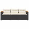 vidaXL Garden Sofa Black and Cream White