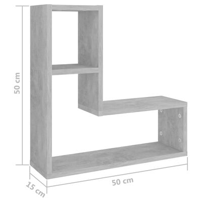 vidaXL Wall Shelves 2 pcs Concrete Gray 19.7"x5.9"x19.7" Engineered Wood