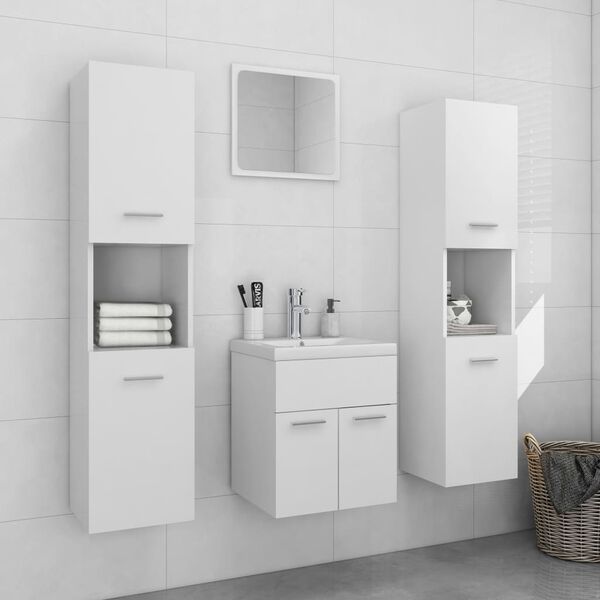 vidaXL Bathroom Furniture Set White Engineered wood, acrylic Medium