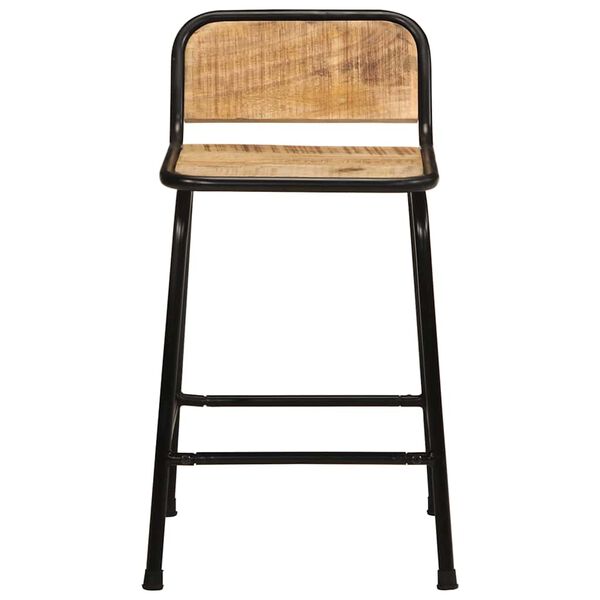 vidaXL Bar Stool Set of 4 Brown and black Solid rough mango wood, iron