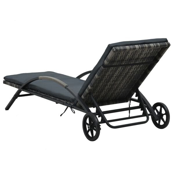 vidaXL Sun Lounger Anthracite PE rattan 78.7 in long and 25.6 in wide