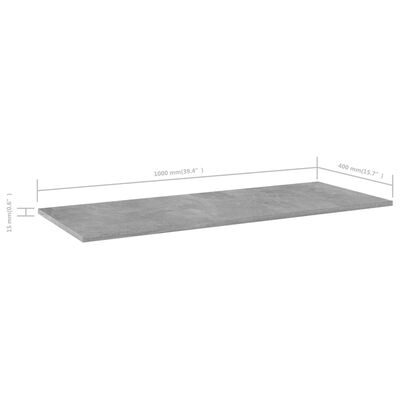 vidaXL Bookshelf Boards 4 pcs Concrete Gray 39.4"x15.7"x0.6" Engineered Wood