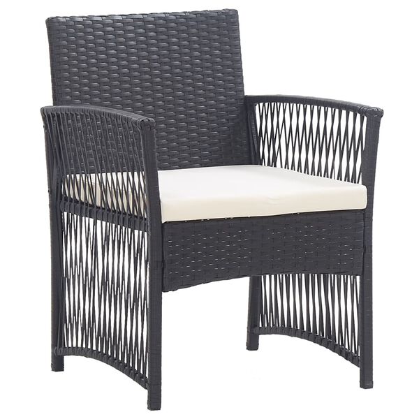 vidaXL Garden Armchair Set of 2 Black and Cream White