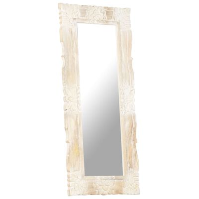 vidaXL Mirror White 43.3"x19.7" Solid Mango Wood