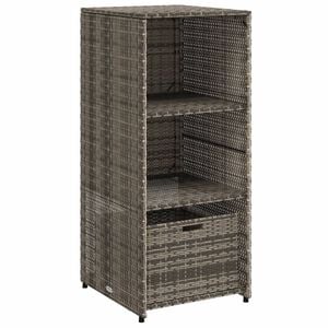 vidaXL Garden Storage Cabinet Grey PE rattan Medium Durable