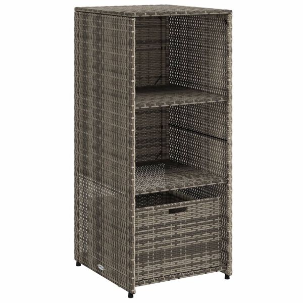 vidaXL Garden Storage Cabinet Grey PE rattan Medium Durable