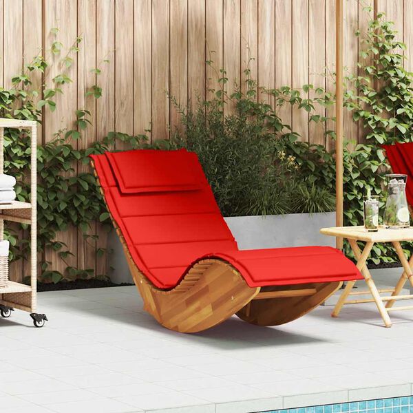 vidaXL Rocking Sun Lounger with Cushion Solid Wood Acacia
