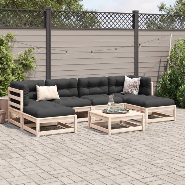 vidaXL Patio Sofa Set Anthracite Solid Pine Wood, Oxford Fabric, PP Cotton