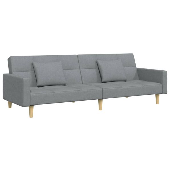vidaXL Sofa Bed Light Grey Polyester, wood, plastic, foam 2-Seater