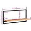 vidaXL Wall Shelf Set of 2 Natural Wood with Black Frame