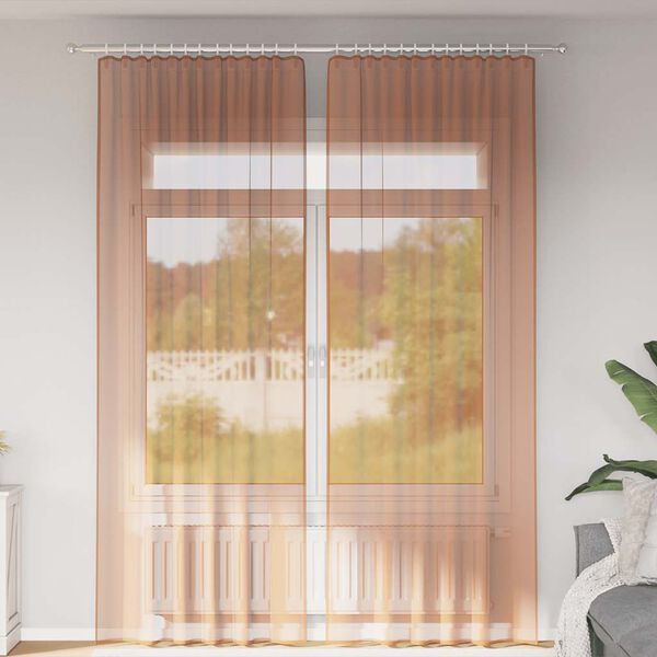 vidaXL Voile Curtains with Loops 2 pcs Terracotta 55.1x102.4"